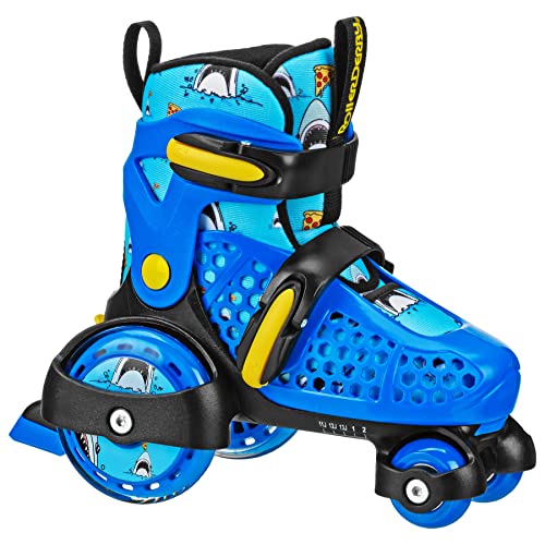 Beginner Adjustable Roller Skates for Kids - Pizza Shark / Small (7-11)