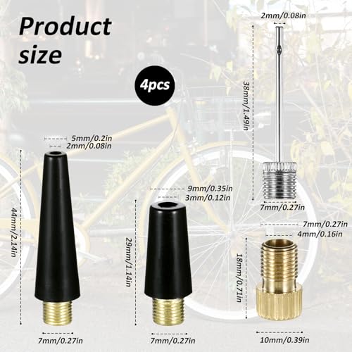 4-Piece Universal Ball Pump Needle and Tire Inflator Adapter Kit