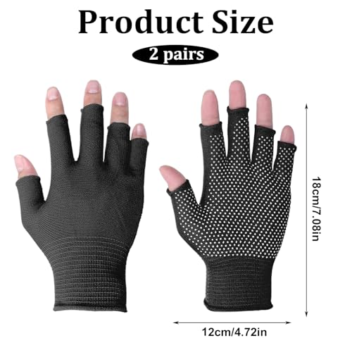 Half-Finger Fingerless Workout Gloves - 2 Pairs, Black & Gray