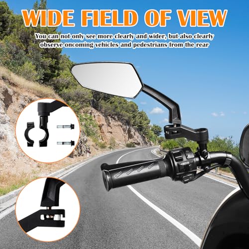 Hestya 1 Pair Handlebar Bike Mirrors, 360° Adjustable for Ebike - Classic