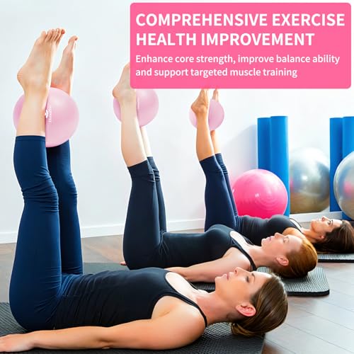 9-Inch Pink Pilates Yoga Ball with Pump for Core Training