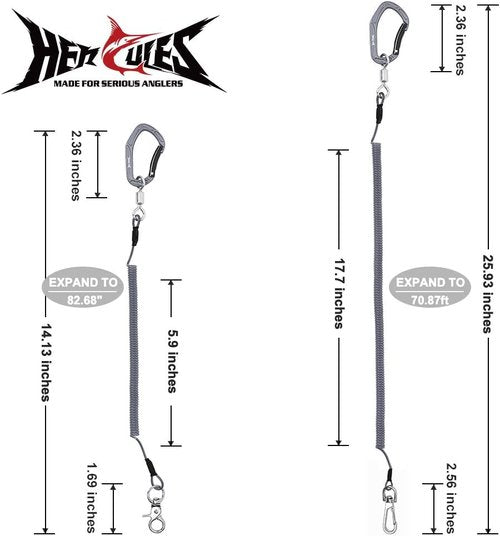 HERCULES M4 Fishing Lanyard - Heavy Duty Retractable Coiled Tether for Rods & Paddles | Durable Kayak Leash