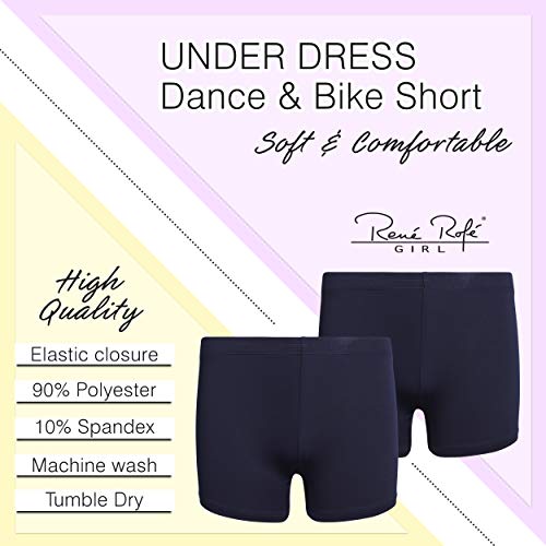 Girls Athletic Bike Shorts 2 Pack - Soft Stretch, Navy 6X