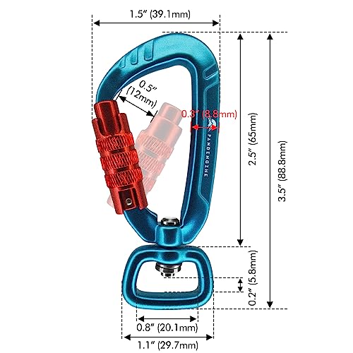 4 Pack Auto Locking Carabiner Clips 2.5 Inch Heavy Duty Aluminum 4.5KN 1011lbs with Swivel for Pets, Keys, Backpack