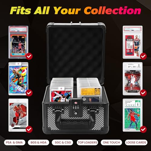 ZINHO Upgraded TSA-Lock Card Storage Case, Black – Holds 80+ Cards, 2-Slot
