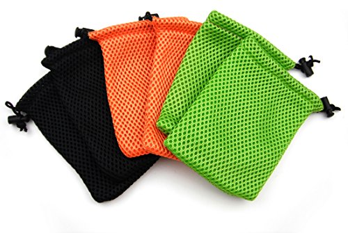 Nylon Mesh Drawstring Bag Pouches - 6pcs Mixed Colors, 9x14cm