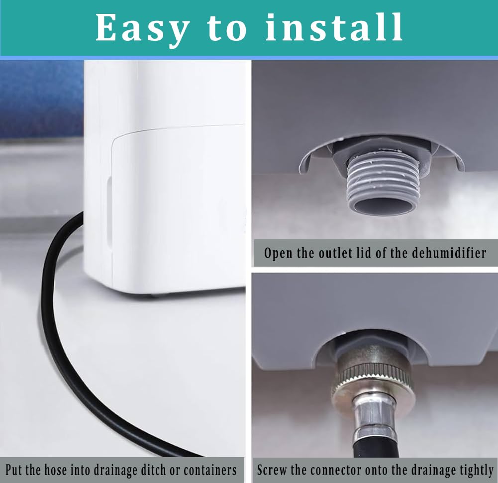 ZY-hosetube 5FT Dehumidifier Drain Hose with 3/4” FHT Brass Rustproof Connector, Versatile Drain Hose Perfectly Compatible with most Dehumidifiers and 3/4” external thread outlet, No Leak (Black, 5FT)