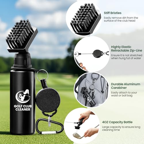 Golf Club Brush Cleaner with Groove Sharpener & 3 Heads