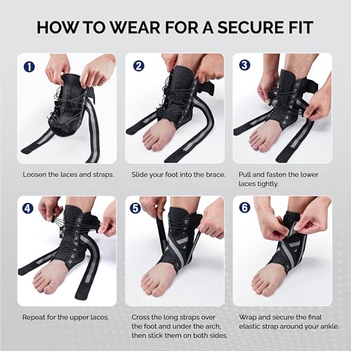FEATOL Ankle Brace for Sprained Ankle, Adjustable & Comfortable Lace Up Support Stabilizer for Women Men with 2 Removable Side Splints, Protection for Sports, Running & Recovery X-Large(14.2''-15.5'')