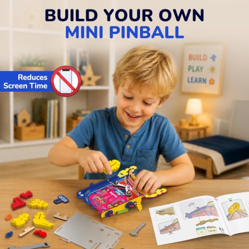 Mini Pinball Machine DIY STEM Toy - Handheld Arcade Game for Kids