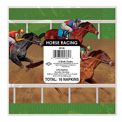 Horse Racing Luncheon Napkins - 16 Pack, 6.5" Square