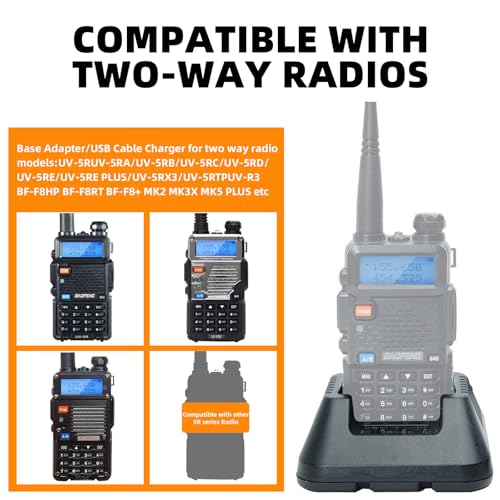 Walkie Talkie Charger Kit - Dual Charging Base for UV-5R, BF-F8HP