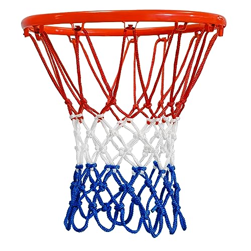 Basketball Net Replacement - All Weather Anti-Whip, 12 Loops, Red White Blue