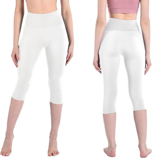 Ipletix Capri Leggings - High Waist Women's Yoga Pants for Comfortable Workouts | White