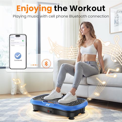 Vibration Plate Fitness Machine - Bluetooth, 200W - Blue