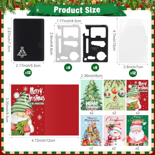 11-in-1 Credit Card Multitool Gift Set with Christmas Cards - 12 Pack