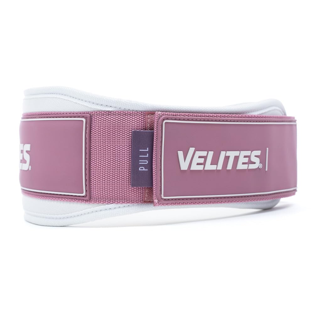 Velites - Weightlifting Lumbar Support Belt - Pink M - Official of the Royal Spanish Weightlifting Federation - Extra-adherent Velcro - For Deadlifts, Squats, Snatches and Cleans