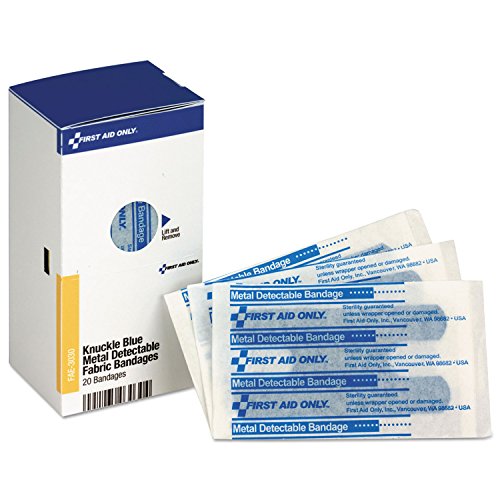 Blue Metal-Detectable Knuckle Bandages - H-Shaped Latex-Free, 20 Count
