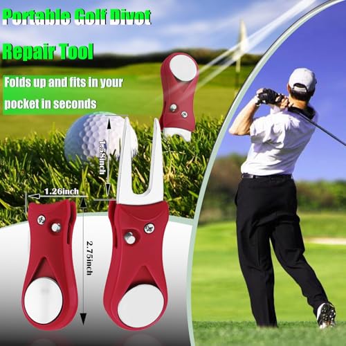 Foldable Golf Divot Tool with Magnetic Ball Marker - 2 Pack
