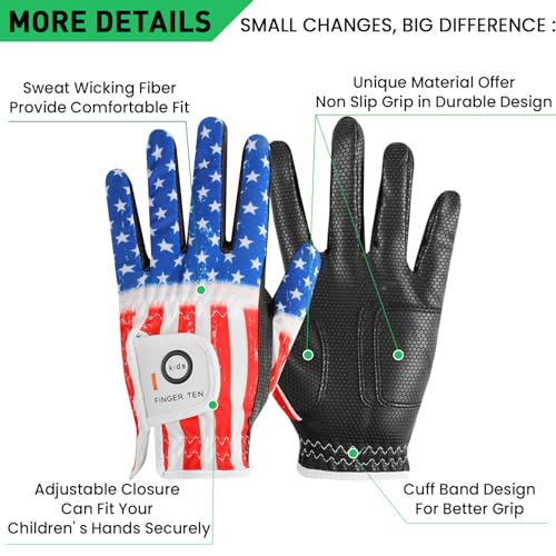 Kids Golf Glove - Left Hand USA - X-Large, Extra Grip & Breathable