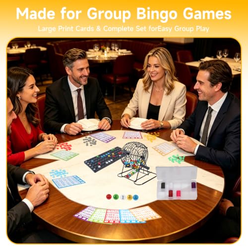 Nugnurt Deluxe Bingo Set with Laser Engraved Balls & Storage Bag - Family & Group Game Kit