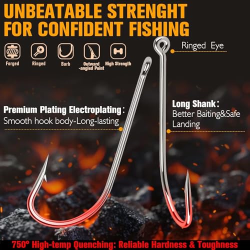 O'Shaughnessy Fishing Hooks - 4# Size, 100pcs Stainless Steel J Hooks