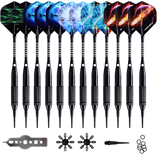 12 Soft Tip Darts Set for Electronic Dart Board - Black