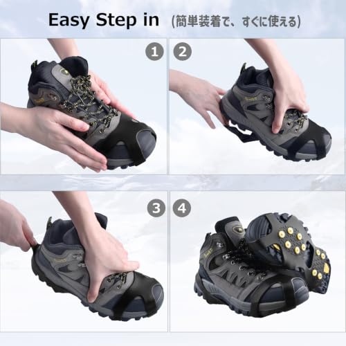 Ice Cleat Spikes Crampons with 10 Steel Studs - Size M