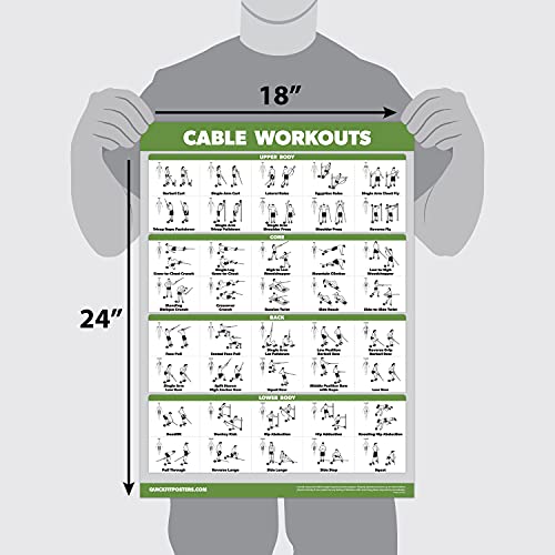 Cable Machine Workout Poster - Laminated Exercise Chart, 18" x 24"