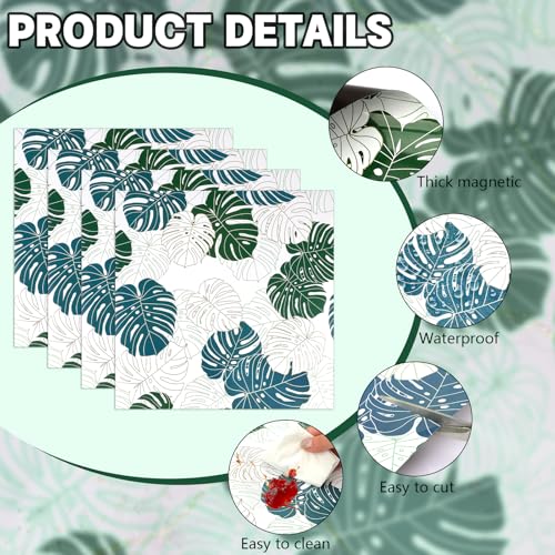 16 Pcs School Locker Magnetic Wallpaper 12" x 12" Removable Magnetic Locker Sheet Trimmable Wall Magnetic Sticker Back to School Locker Decorative Accessories for Girls, Students (Green Leaves)