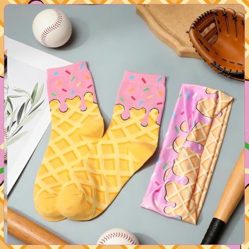 Ice Cream Sports Headband & Socks Set - Pink
