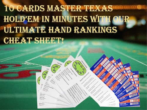 Texas Hold 'Em Poker Hand Ranking Reference Guide - 10-Pack Cheat Sheets