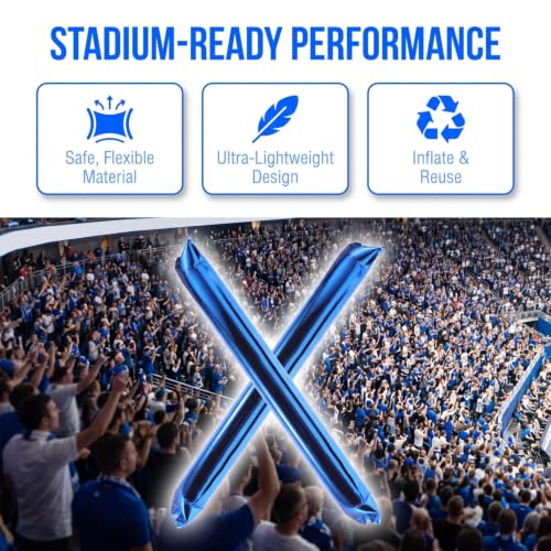 32pcs Blue Inflatable Thunder Sticks - Noise Makers for Sports