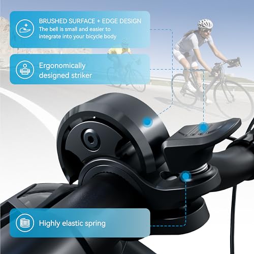 Loud Bike Bell for Adults and Kids - Black, Fits 0.75-1in Handlebars