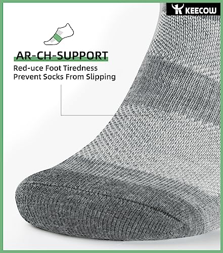 KEECOW No Show Ankle Cushioned Socks for Men & Women - Large Grey 6 Pairs