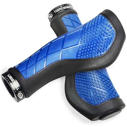 TOPCABIN Blue Bike Handles - Ergonomic Rubber Bicycle Grips for Road & MTB Bikes