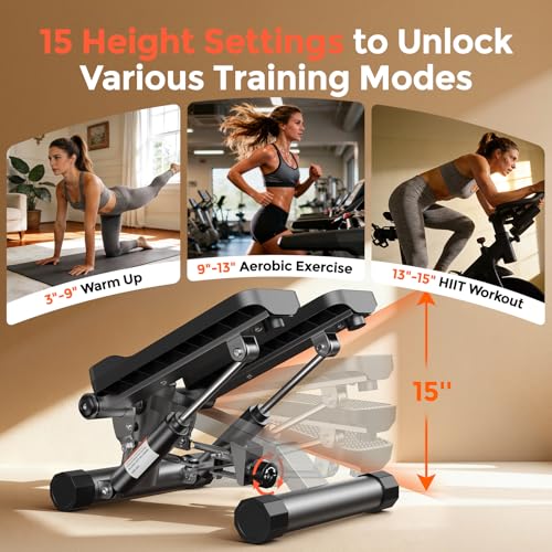 Mini Stepper with Resistance Bands - Jet Black, 350lbs Capacity