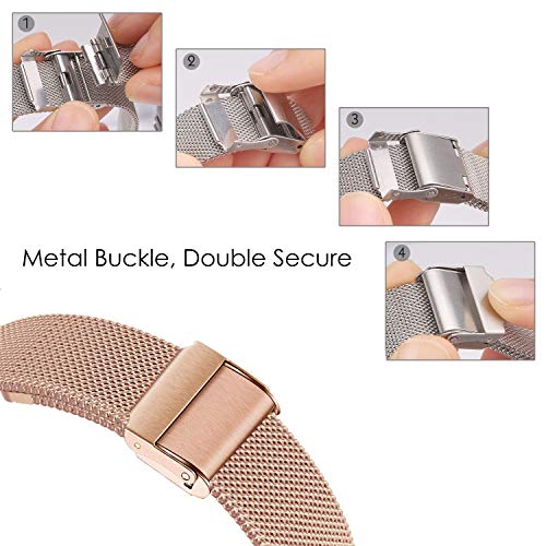 Rose Gold ViCRiOR 18mm Stainless Steel & Mesh Watch Band for Garmin Venu 3S/4/2s/Vivomove 3S & Forerunner 255S/265S