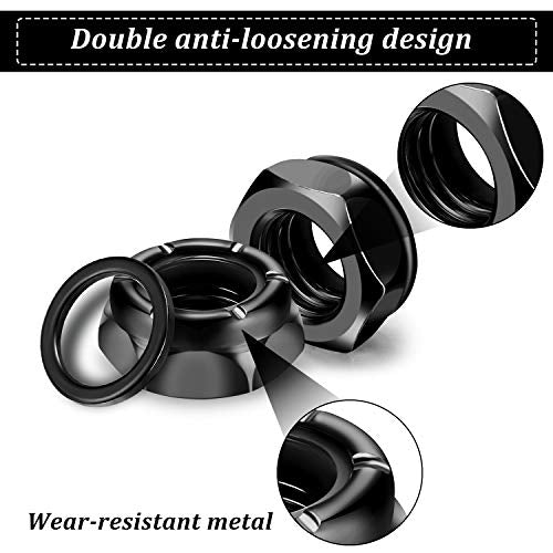Skateboard Truck Nuts & Axle Washers Set - 16 Pcs Black