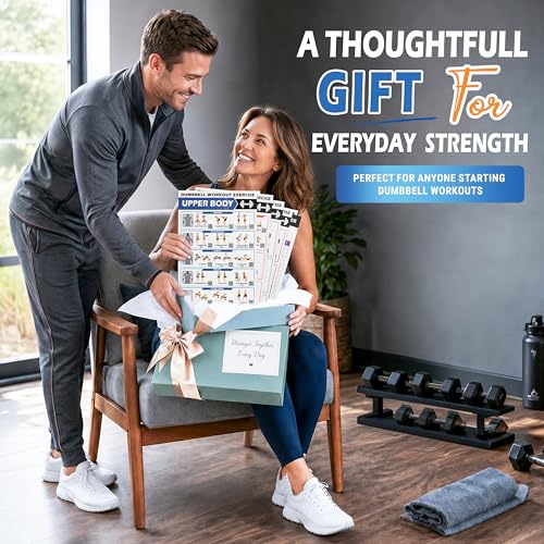 Dumbbell Workout Posters - 6 Pack Exercise Charts with QR Code