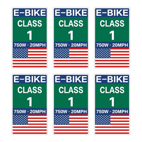 6PCS E-Bike Classification Stickers - Class 1 Set with American Flag Design
