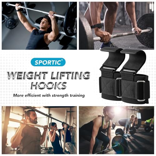Heavy Duty Weight Lifting Hooks - Adjustable Wrist Supports for Deadlifts & Pull-Ups