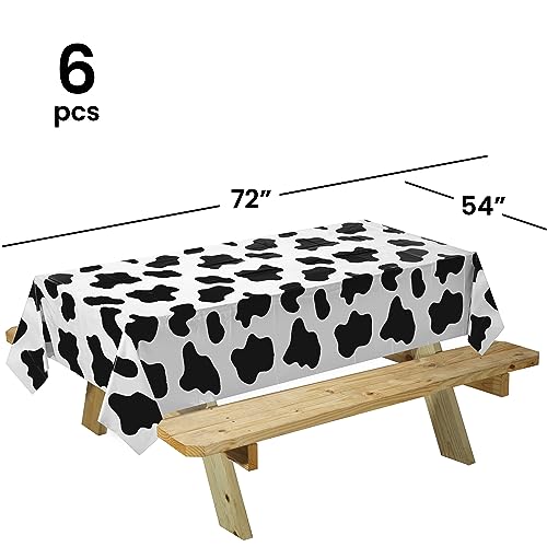 Bedwina 6-Pack Cow Print Plastic Tablecloths 54 x 72 in - Western Theme Party Decor