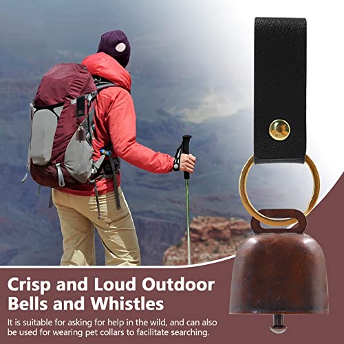 Loud Bear Bells with Whistles and PU Leather Keychains - Copper