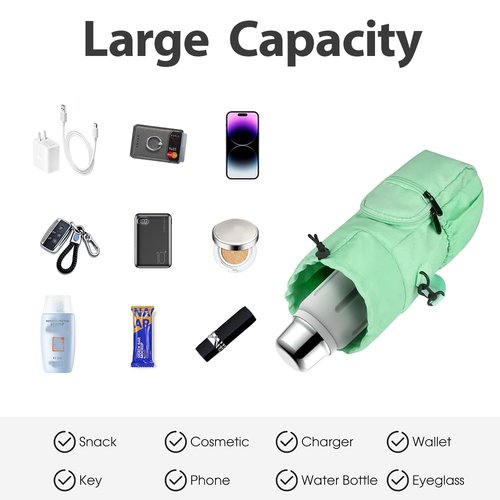 AMIVIE Water Bottle Carrier Bag,32/40oz Water Bottle Holder with Strap,with Adjustable Shoulder Strap 2 Pockets Sports Water Bottle Accessories for Hiking Travelling Camping (Green)