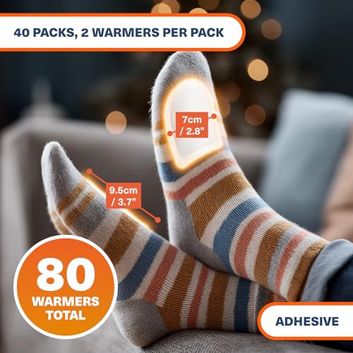 Bramble Adhesive Toe Warmers 40 Pairs - Long-Lasting Cold Weather Foot Heating