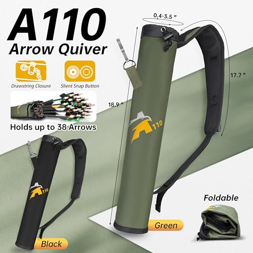 Archery Arrow Quiver with Shoulder Belt - Green
