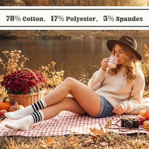 Striped Casual Athletic Socks for Women - 6 Pcs Set