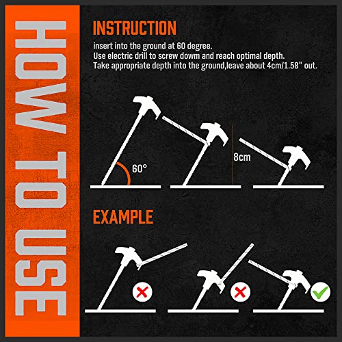 HORUSDY Heavy Duty Tent Stakes 12-Pack with 4 Ropes & T Pull Hook, 8 Inch