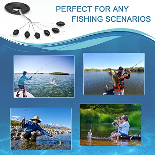 720-Piece Rubber Fishing Bobber Stopper Set, Oval Sinker Stops, S/M/L